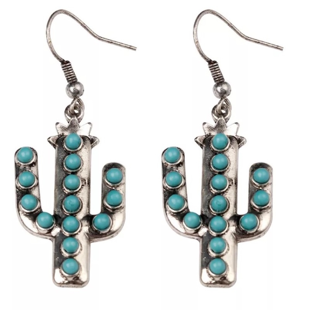 Silver cactus earrings